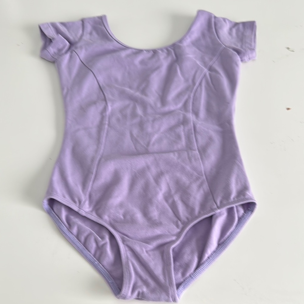 Mirella Lavender Short Sleeve Bodysuit. Fully lined. Full bottom. Size- 6x-7yr